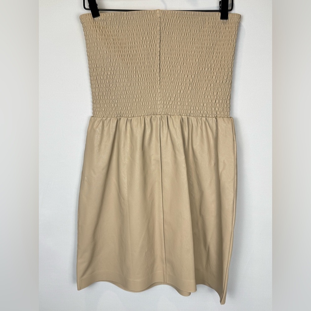 NWT Commando Faux Leather Smocked Dress Strapless Tan Medium Large Festival - Picture 4 of 9